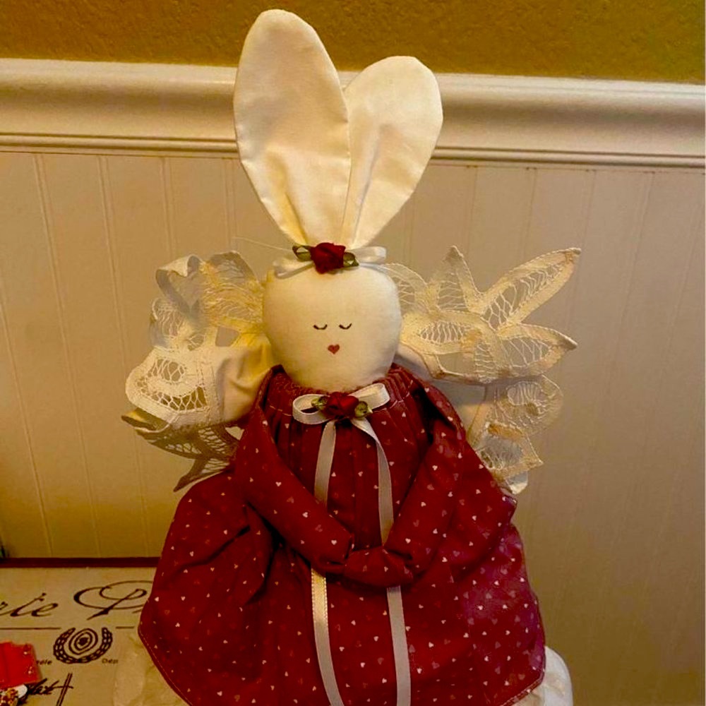 PRECIOUS SHABBY CHIC EASTER BUNNY ANGEL